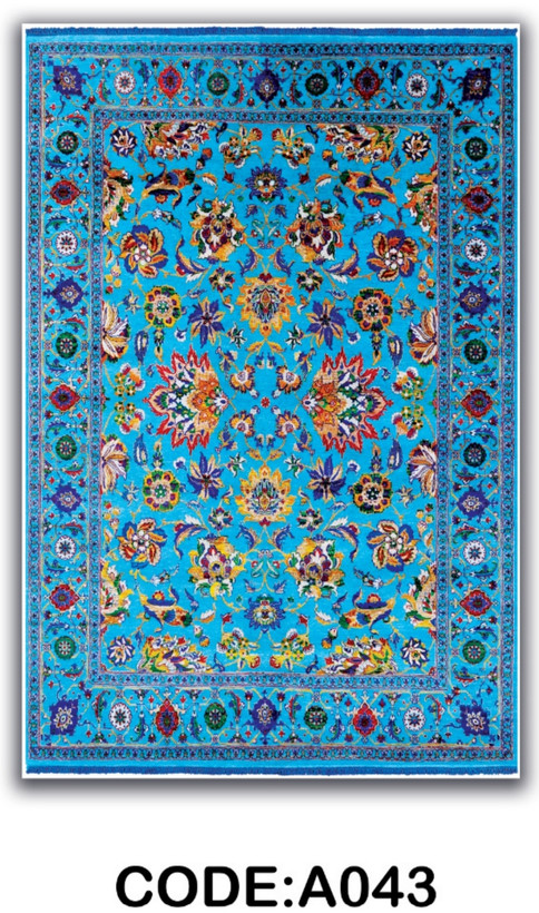 خرید ارزان فرشینه آبی افشان فرشینه آفتاب کدA043مخمل شانل ترک استپدار