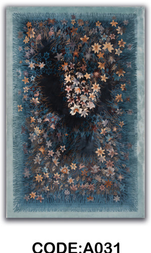 خرید ارزان فرشینه آبی فانتزی فرشینه آفتاب کدA031مخمل شانل ترک استپدار