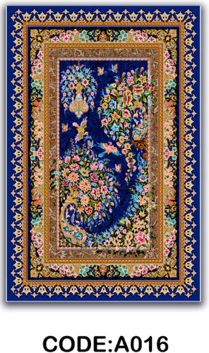 خرید ارزان فرشینه آبی سنتی فرشینه آفتاب کدA016مخمل شانل ترک استپدار