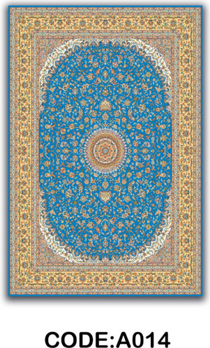 خرید ارزان فرشینه آبی لچک ترنجدار فرشینه آفتاب کدA014مخمل شانل ترک استپدار