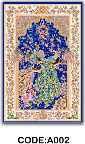 خرید ارزان فرشینه آبی طاووس فرشینه آفتاب کدA002مخمل شانل ترک استپدار