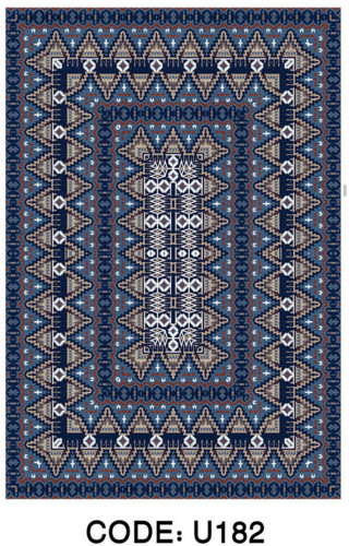 خرید ارزان فرشینه آبی سنتی فرشینه آفتاب کدU182مخمل شانل ترک استپدار