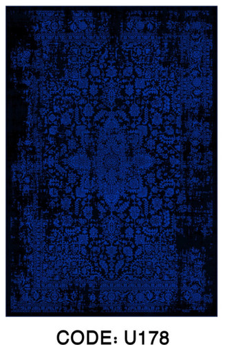 خرید ارزان فرشینه آبی سنتی فرشینه آفتاب کدU178مخمل شانل ترک استپدار