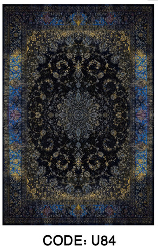 خرید ارزان فرشینه آبی ترنجدار فرشینه آفتاب کدU84مخمل شانل ترک استپدار