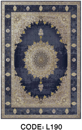 خرید ارزان فرشینه آبی ترنجدار فرشینه آفتاب کدL190مخمل شانل ترک استپدار