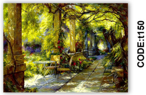 خرید ارزان فرشینه تابلوفرش فرشینه آفتاب کدT150مخمل شانل ترک استپدار