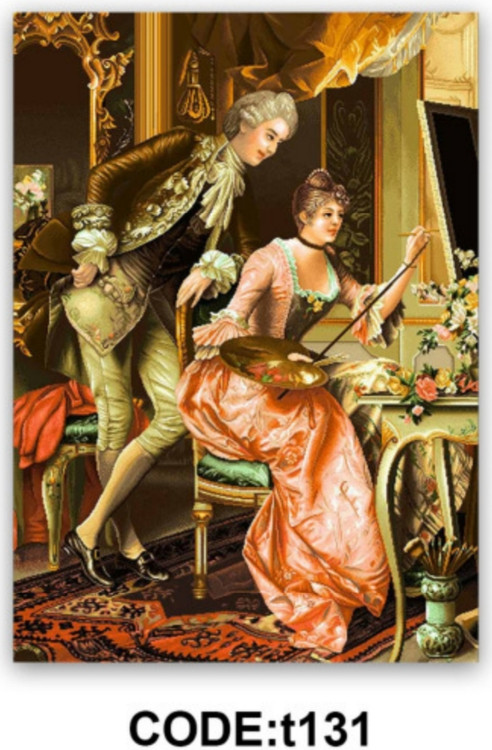 خرید ارزان فرشینه تابلوفرش فرشینه آفتاب کدT131مخمل شانل ترک استپدار