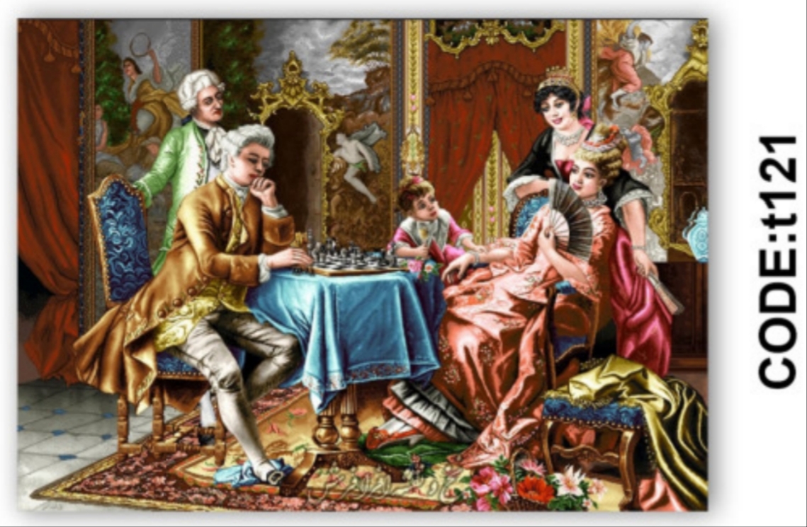 خرید ارزان فرشینه تابلوفرش فرشینه آفتاب کدT121مخمل شانل ترک استپدار