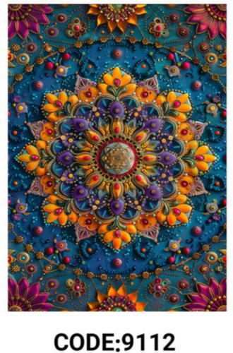 خرید ارزان فرشینه فانتزی فرشینه آفتاب کد9112مخمل شانل ترک استپدار