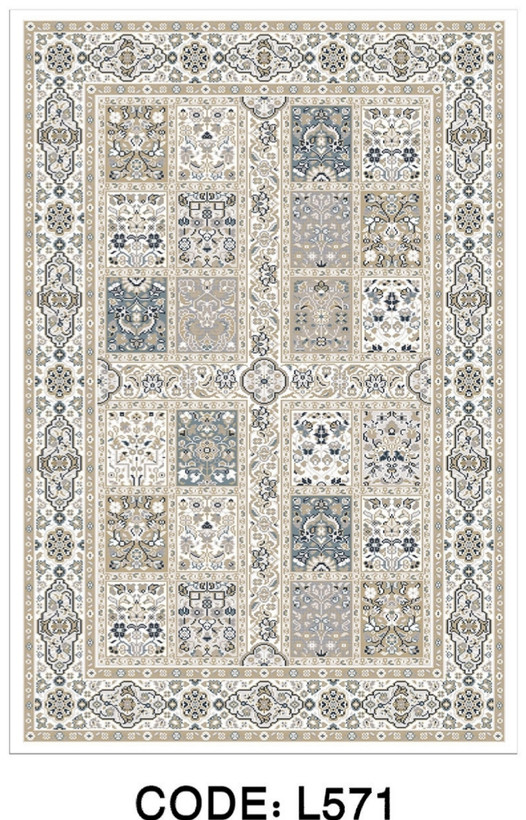 خرید ارزان فرشینه خشتی فرشینه آفتاب کد L571مخمل شانل ترک استپدار