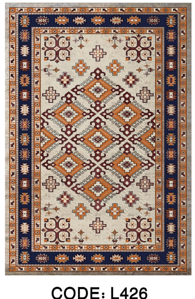 خرید ارزان فرشینه خشتی فرشینه آفتاب کد L426مخمل شانل ترک استپدار