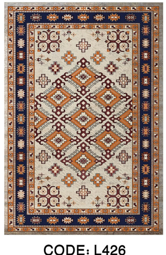 خرید ارزان فرشینه خشتی فرشینه آفتاب کد L426مخمل شانل ترک استپدار