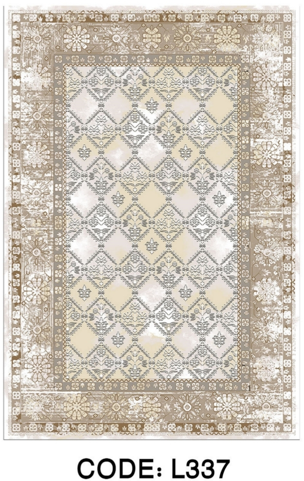 خرید ارزان فرشینه خشتی فرشینه آفتاب کد L337مخمل شانل ترک استپدار