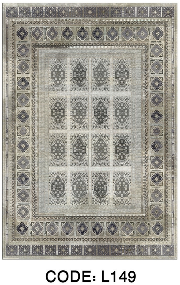 خرید ارزان فرشینه خشتی فرشینه آفتاب کد L149مخمل شانل ترک استپدار