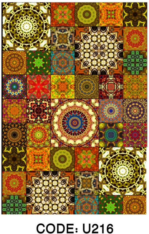 خرید ارزان فرشینه خشتی فرشینه آفتاب کد U216مخمل شانل ترک استپدار