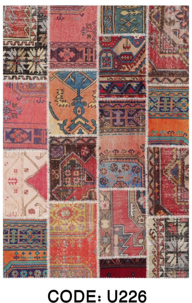 خرید ارزان فرشینه خشتی فرشینه آفتاب کد U226مخمل شانل ترک استپدار