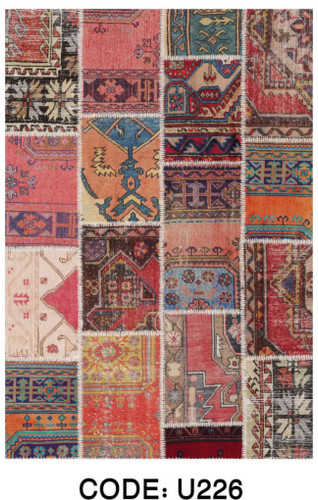 خرید ارزان فرشینه خشتی فرشینه آفتاب کد U226مخمل شانل ترک استپدار