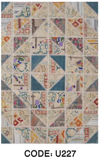 خرید ارزان فرشینه خشتی فرشینه آفتاب کد U227مخمل شانل ترک استپدار