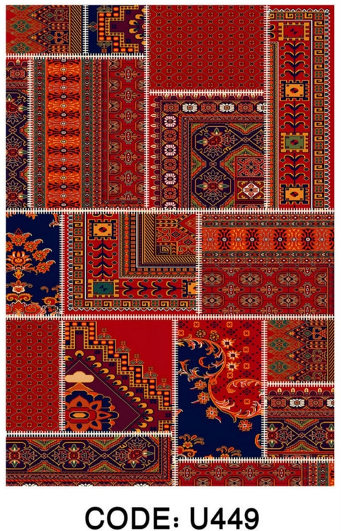 خرید ارزان فرشینه خشتی فرشینه آفتاب کد U449مخمل شانل ترک استپدار