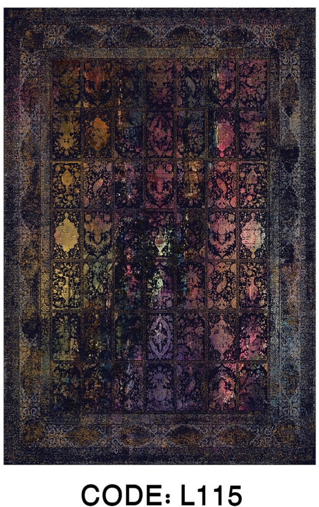 خرید ارزان فرشینه خشتی فرشینه آفتاب کد L115مخمل شانل ترک استپدار