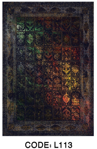 خرید ارزان فرشینه خشتی فرشینه آفتاب کد L113مخمل شانل ترک استپدار