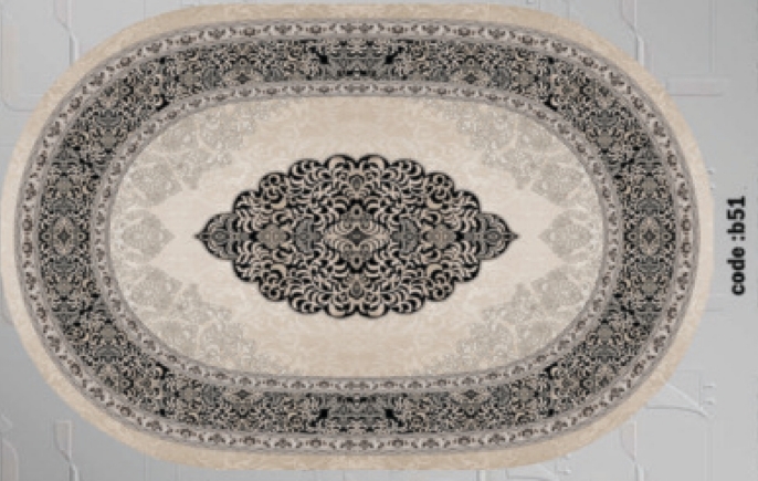 خرید ارزان فرشینه بیضی فرشینه آفتاب کدB51مخمل شانل ترک استپدار