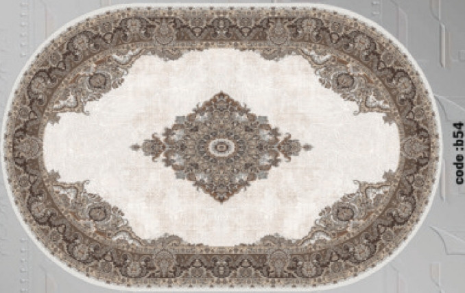 خرید ارزان فرشینه بیضی فرشینه آفتاب کدB54مخمل شانل ترک استپدار