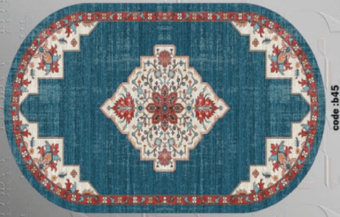 خرید ارزان فرشینه بیضی فرشینه آفتاب کدB45مخمل شانل ترک استپدار