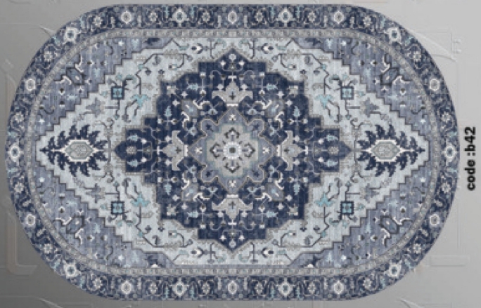 خرید ارزان فرشینه بیضی فرشینه آفتاب کدB42مخمل شانل ترک استپدار