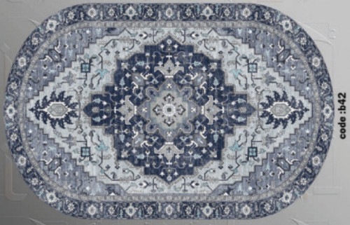 خرید ارزان فرشینه بیضی فرشینه آفتاب کدB42مخمل شانل ترک استپدار