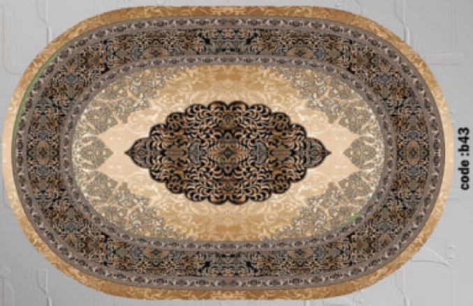 خرید ارزان فرشینه بیضی فرشینه آفتاب کدB43مخمل شانل ترک استپدار