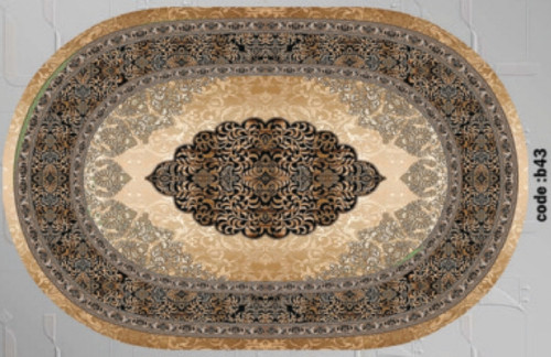 خرید ارزان فرشینه بیضی فرشینه آفتاب کدB43مخمل شانل ترک استپدار