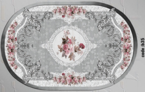 خرید ارزان فرشینه بیضی فرشینه آفتاب کدB35مخمل شانل ترک استپدار