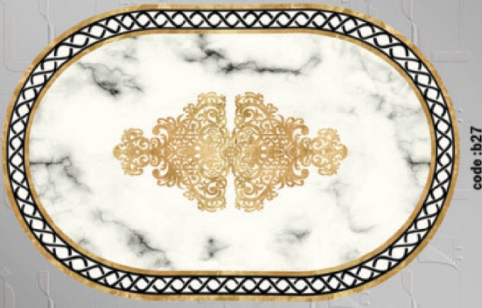 خرید ارزان فرشینه بیضی فرشینه آفتاب کدB27مخمل شانل ترک استپدار