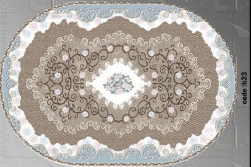 خرید ارزان فرشینه بیضی فرشینه آفتاب کدB23مخمل شانل ترک استپدار