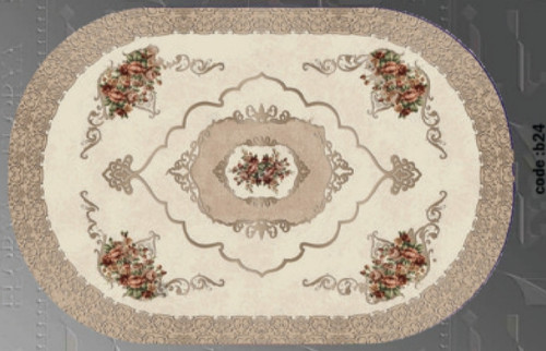 خرید ارزان فرشینه بیضی فرشینه آفتاب کدB24مخمل شانل ترک استپدار