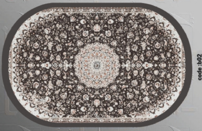 خرید ارزان فرشینه بیضی فرشینه آفتاب کدB02مخمل شانل ترک استپدار