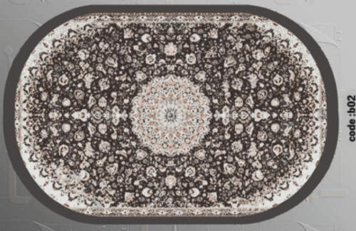 خرید ارزان فرشینه بیضی فرشینه آفتاب کدB02مخمل شانل ترک استپدار