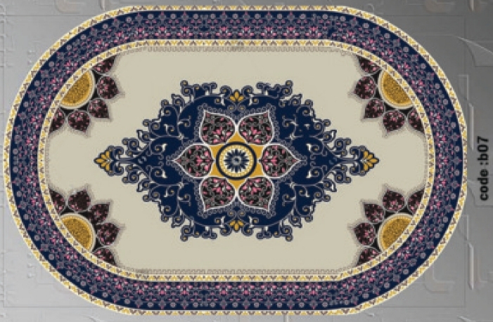 خرید ارزان فرشینه بیضی فرشینه آفتاب کدB07مخمل شانل ترک استپدار