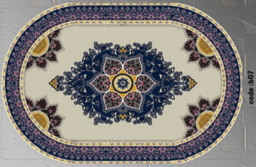 خرید ارزان فرشینه بیضی فرشینه آفتاب کدB07مخمل شانل ترک استپدار