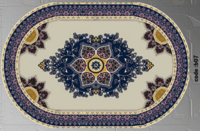 خرید ارزان فرشینه بیضی فرشینه آفتاب کدB07مخمل شانل ترک استپدار