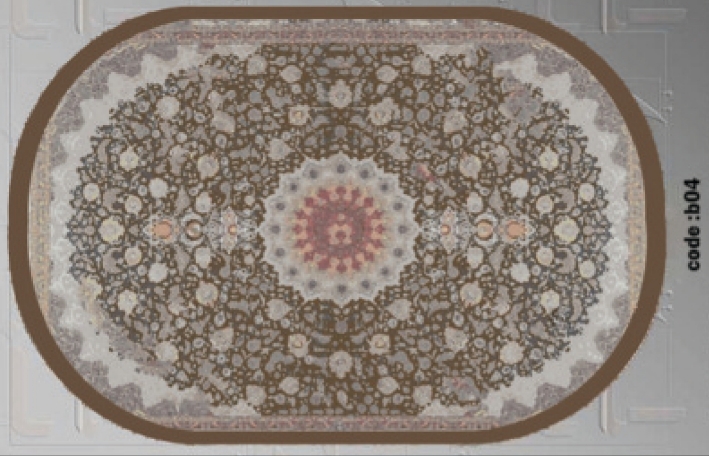 خرید ارزان فرشینه بیضی فرشینه آفتاب کدB04مخمل شانل ترک استپدار