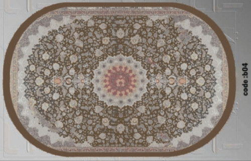 خرید ارزان فرشینه بیضی فرشینه آفتاب کدB04مخمل شانل ترک استپدار