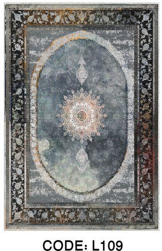 خرید ارزان فرشینه سنتی وینتیج فرشینه آفتاب کد L109مخمل شانل ترک استپدار