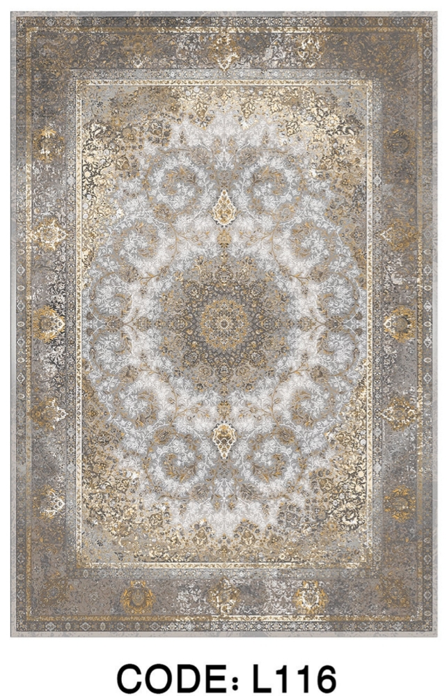 خرید ارزان فرشینه سنتی وینتیج فرشینه آفتاب کد L116مخمل شانل ترک استپدار