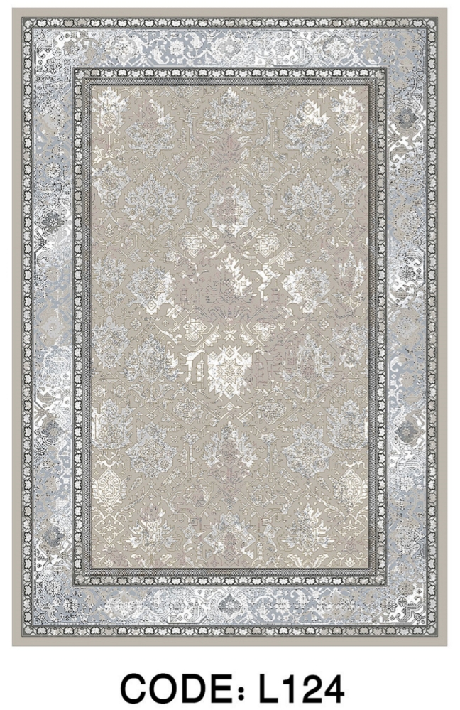 خرید ارزان فرشینه سنتی وینتیج فرشینه آفتاب کدL124مخمل شانل ترک استپدار