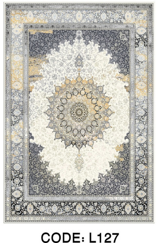 خرید ارزان فرشینه سنتی وینتیج فرشینه آفتاب کد L127مخمل شانل ترک استپدار