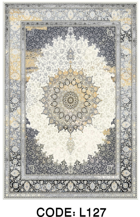 خرید ارزان فرشینه سنتی وینتیج فرشینه آفتاب کد L127مخمل شانل ترک استپدار