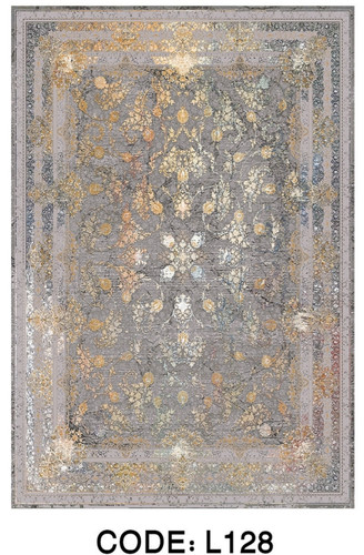 خرید ارزان فرشینه سنتی وینتیج فرشینه آفتاب کد L128مخمل شانل ترک استپدار