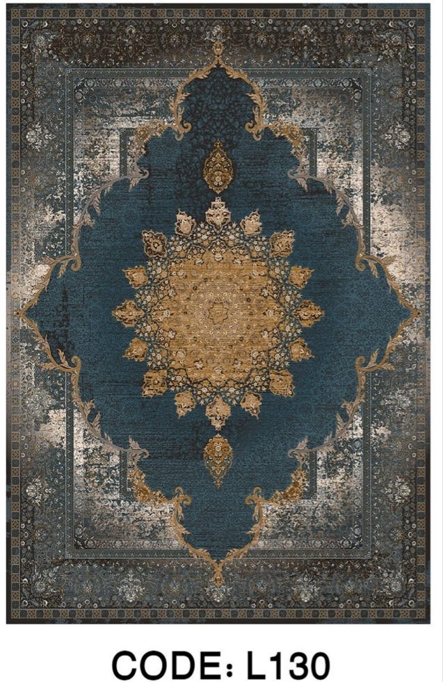 خرید ارزان فرشینه سنتی وینتیج فرشینه آفتاب کد L130مخمل شانل ترک استپدار